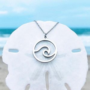 Stainless steel silver wave necklace NEW